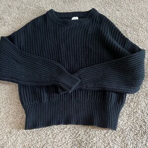 A New Day Black Crew Neck Sweater with Ribbed Texture
